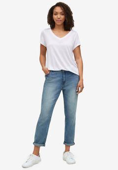 Mid-Rise Stretch Boyfriend Jeans
