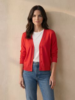 Lightweight Fine Knit Relaxed V-Neck Boxy Cardigan