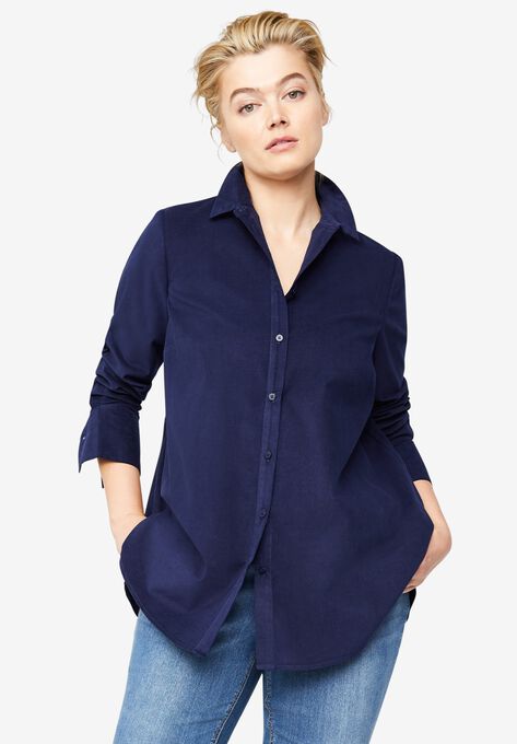 Corduroy Button Front Tunic, VINTAGE NAVY, hi-res image number null