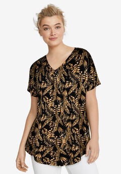 V-Neck Tunic With Front Inverted Pleat