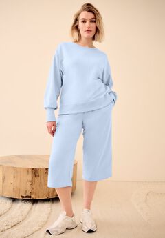 Wide Leg Cropped French Terry Sweatpants