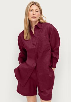 Linen-Blend Elastic Waist Shorts