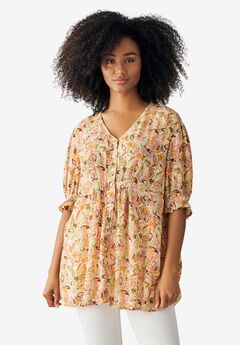 Button Front Crinkle Tunic