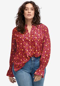 Floral Notch-Neck Blouse