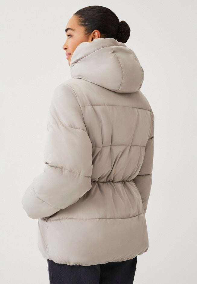 Hooded Drawstring Puffer, TAUPE GREY, on-hover image number 1