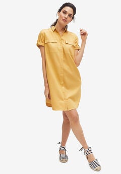 Button Front Linen Shirtdress