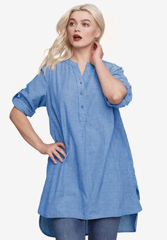 Breezy Cotton Henley Tunic