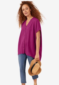 Oversized Linen-Blend Tunic