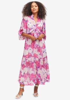 Sheer Maxi Dress With Ruffled Trim