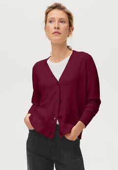 Lightweight Fine Knit Relaxed V-Neck Boxy Cardigan