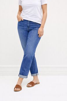 Mid-Rise Stretch 5-Pocket Relaxed Fit Boyfriend Jeans