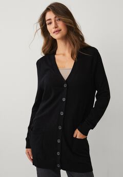 Long Button Front Cardigan