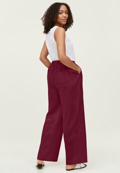 Linen-Blend Elastic Waist Drawstring Relaxed Pant