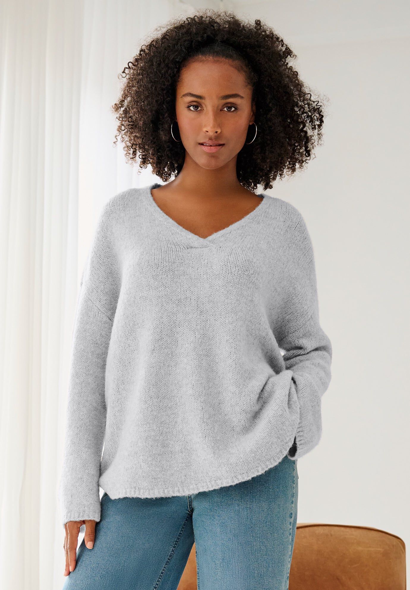 Boxy Crossover V-Neck Pullover | Roaman's