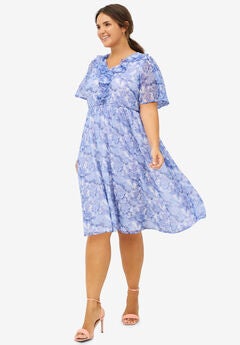 Ruffled V-Neck Empire Dress