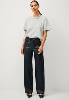 5 Pocket Faux Leather Wide Leg Pants
