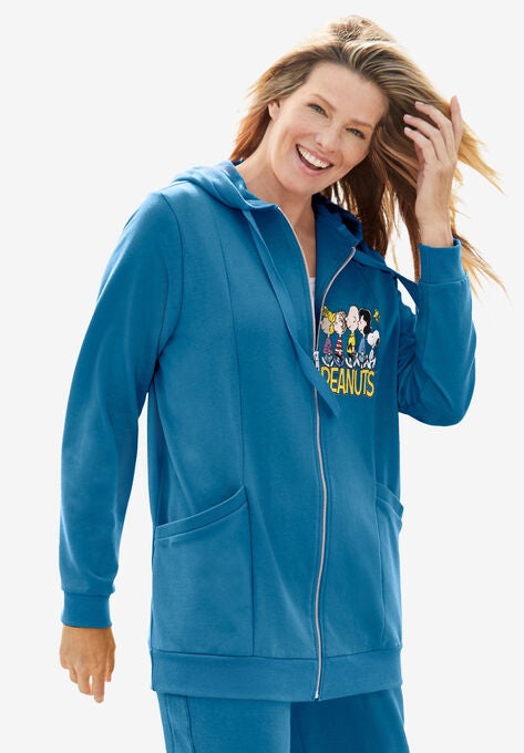 Peanuts Fleece Zip Hoodie, DEEP TEAL SNOOPY, hi-res image number null