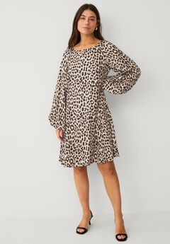 Boat Neck Godet Dress