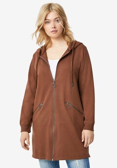 French Terry Zip-Front Hoodie With Zip Pockets