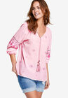 Embroidered Peasant Blouse, MISTY ROSE, hi-res image number null