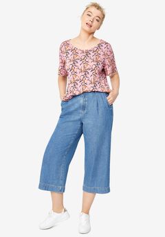 Lightweight Wide-Leg Crop Jeans