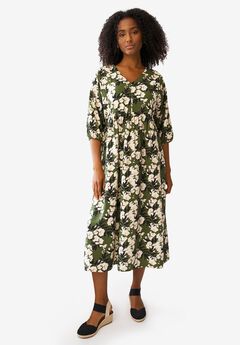 Blouson Sleeve Empire Midi Dress