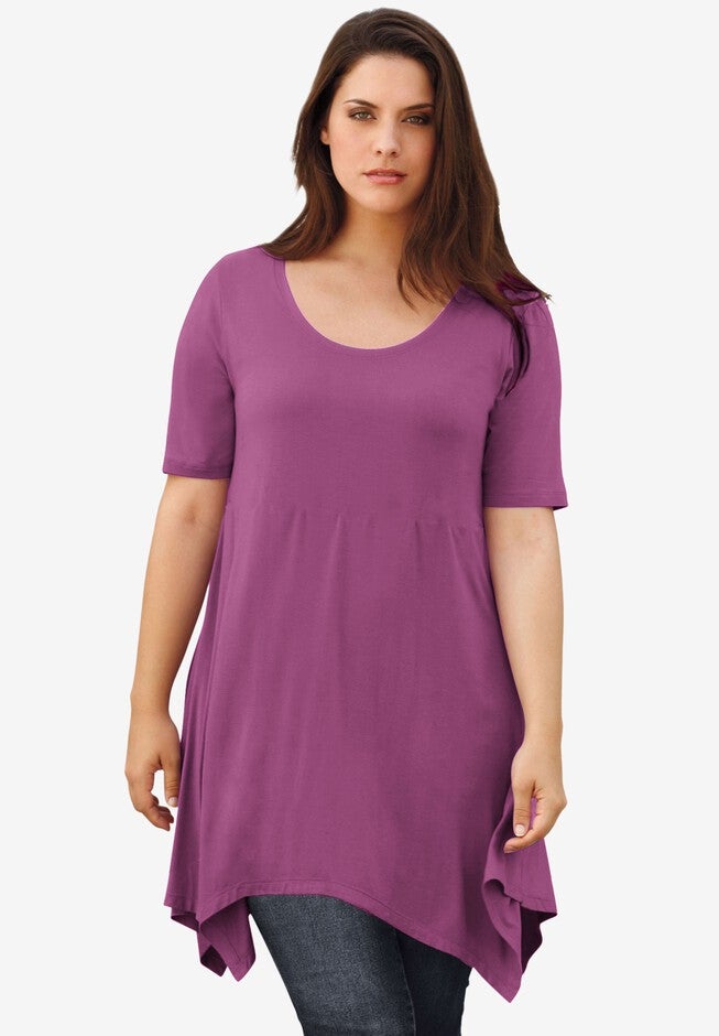 Scoop Neck Hanky Hem Tunic, BOYSENBERRY, hi-res image number null
