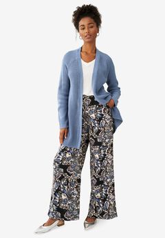 Wide-Leg Soft Pants with Back Elastic