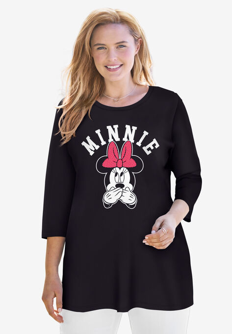 Disney Women's Three-Quarter Sleeve Tunic Minnie Mouse on Black, BLACK MINNIE, hi-res image number null