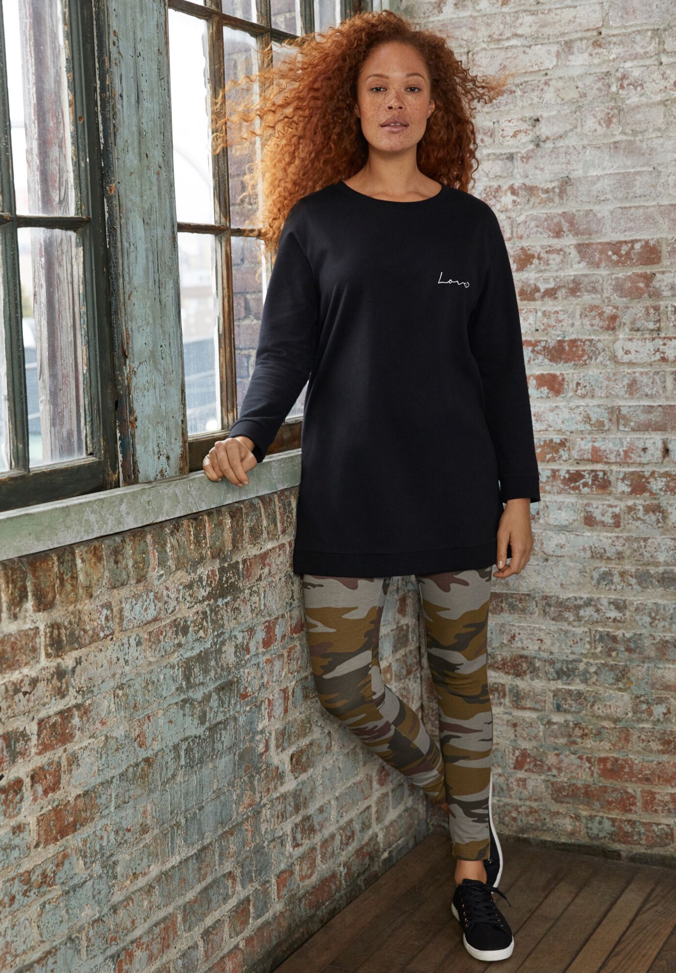 Cotton Spandex Elastic Waist Full Length Leggings, , alternate image number 4