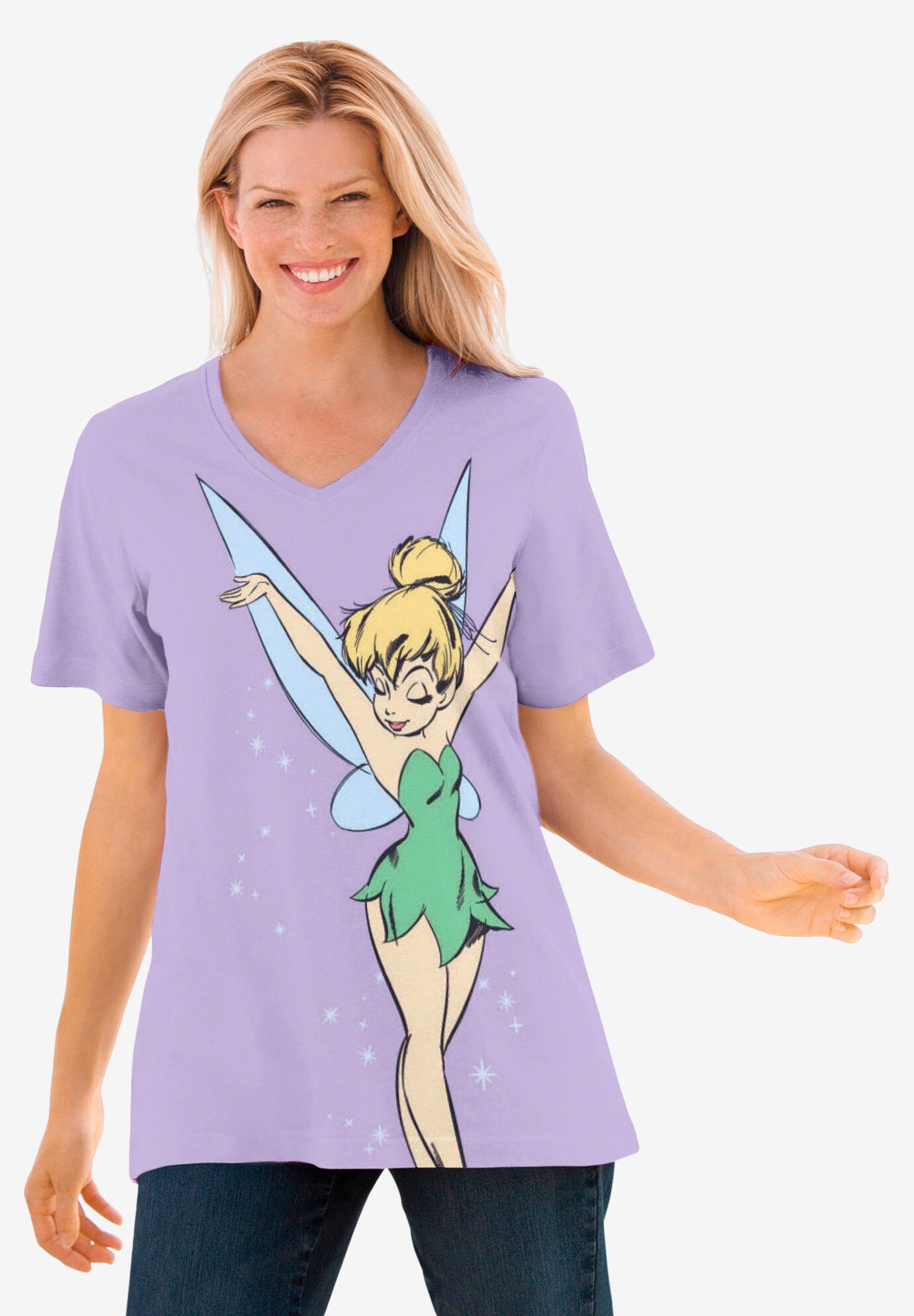 Lavender Tinkerbell V-Neck Tee, LAVENDER TINKERBELL, hi-res image number 0