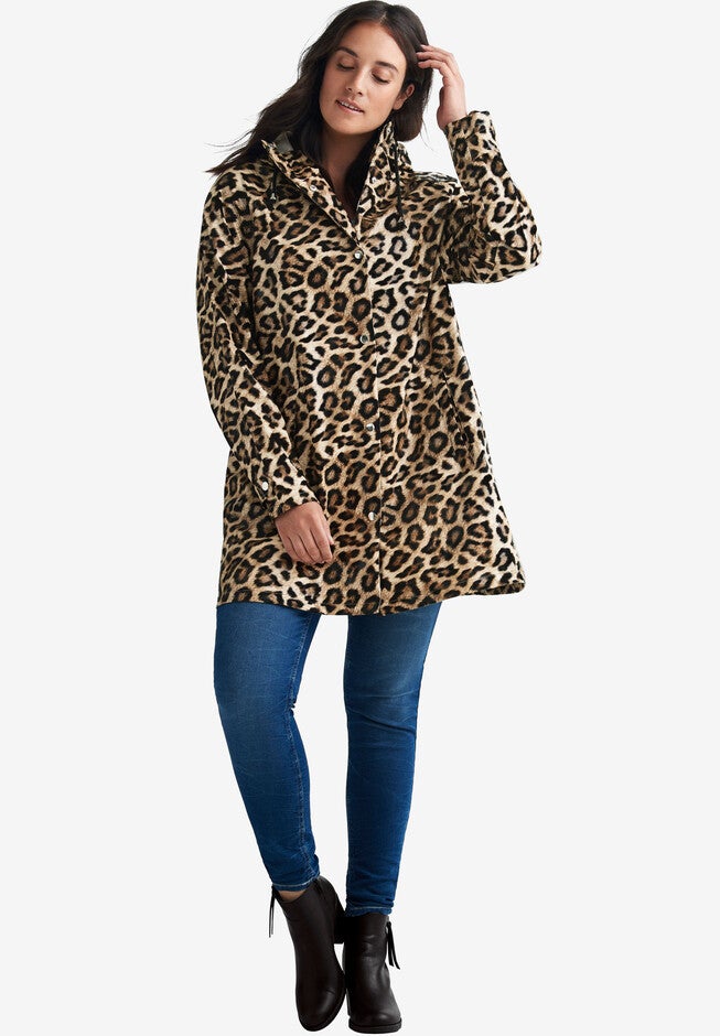 Animal Print Hooded Raincoat, ANIMAL PRINT, hi-res image number 0