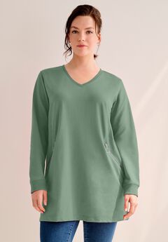 Zip Pocket French Terry Sweatshirt Tunic