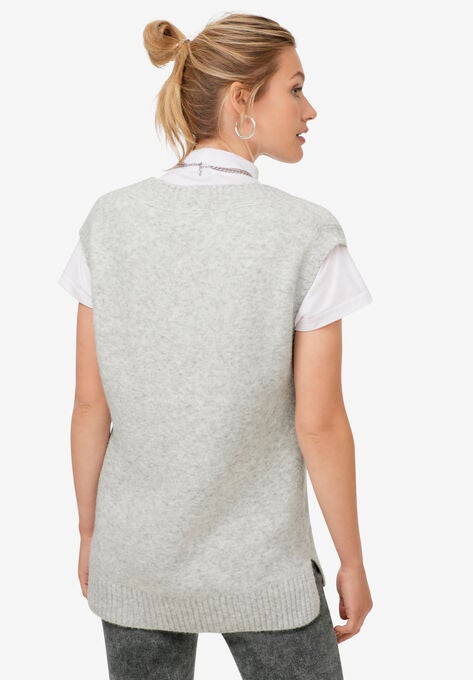 V-Neck Pullover Sweater Vest, , on-hover image number null