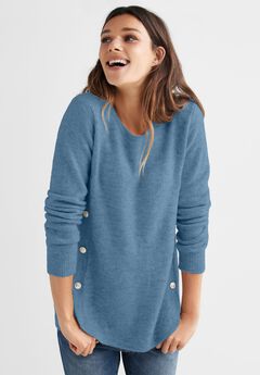 Button Trim Pullover Sweater