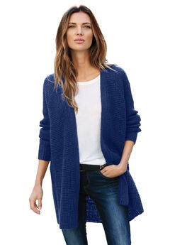 Open Front Waffle Cardigan
