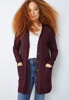 Long Button Front Cardigan