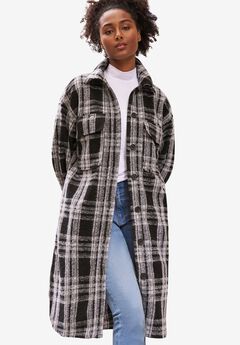 Wool Blend Long Shirt Jacket