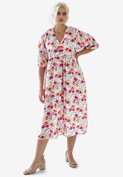 Blouson Sleeve Empire Midi Dress