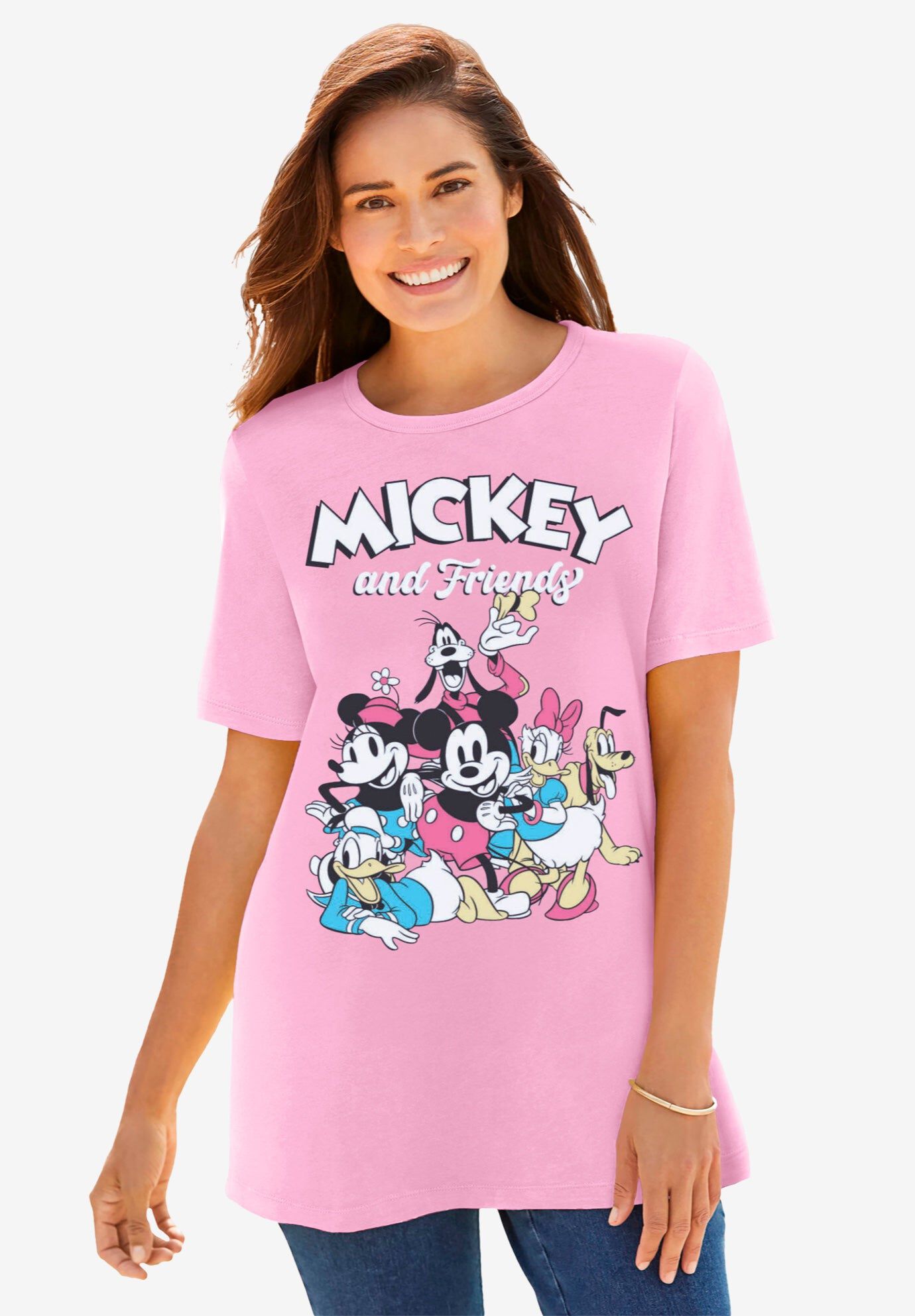 Pink Mickey Friends Crewneck Tee, PINK MICKEY FRIENDS, hi-res image number 0