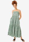 Tiered Cotton Maxi Dress, IVORY GREEN DITSY FLORAL, hi-res image number null