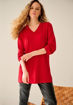 Lightweight V-Neck A-Line Sweater Tunic