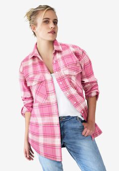 Plaid Button-Front Flannel Tunic