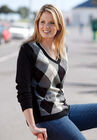 V-neck Argyle Sweater, , alternate image number null