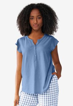 Cap Sleeve Henley Tee