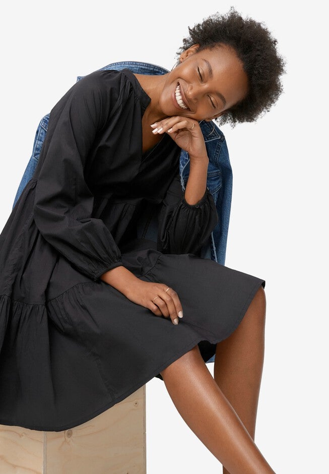 V-Notch Tiered Dress, , alternate image number 2