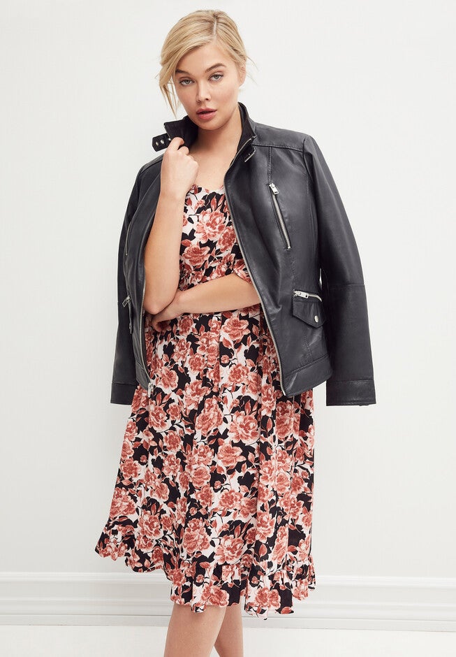 Empire V-Neck Ruffled Dress, , alternate image number null
