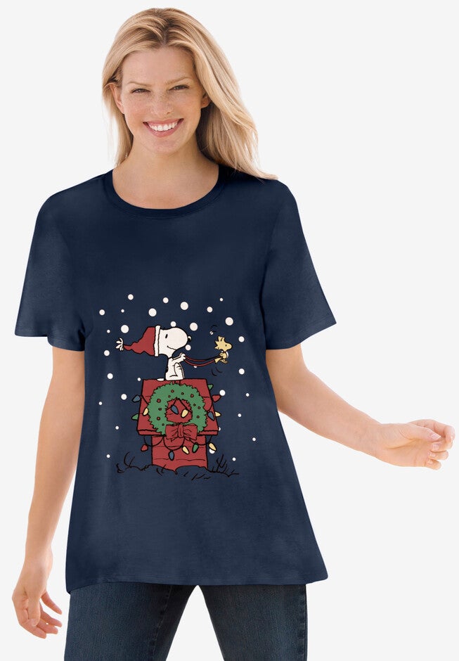 Peanuts Short Sleeve Christmas Snoopy Tee, NO COLOR, hi-res image number null
