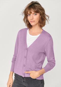 Lightweight Fine Knit Relaxed V-Neck Boxy Cardigan