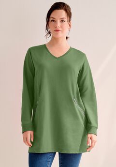 Zip Pocket French Terry Sweatshirt Tunic